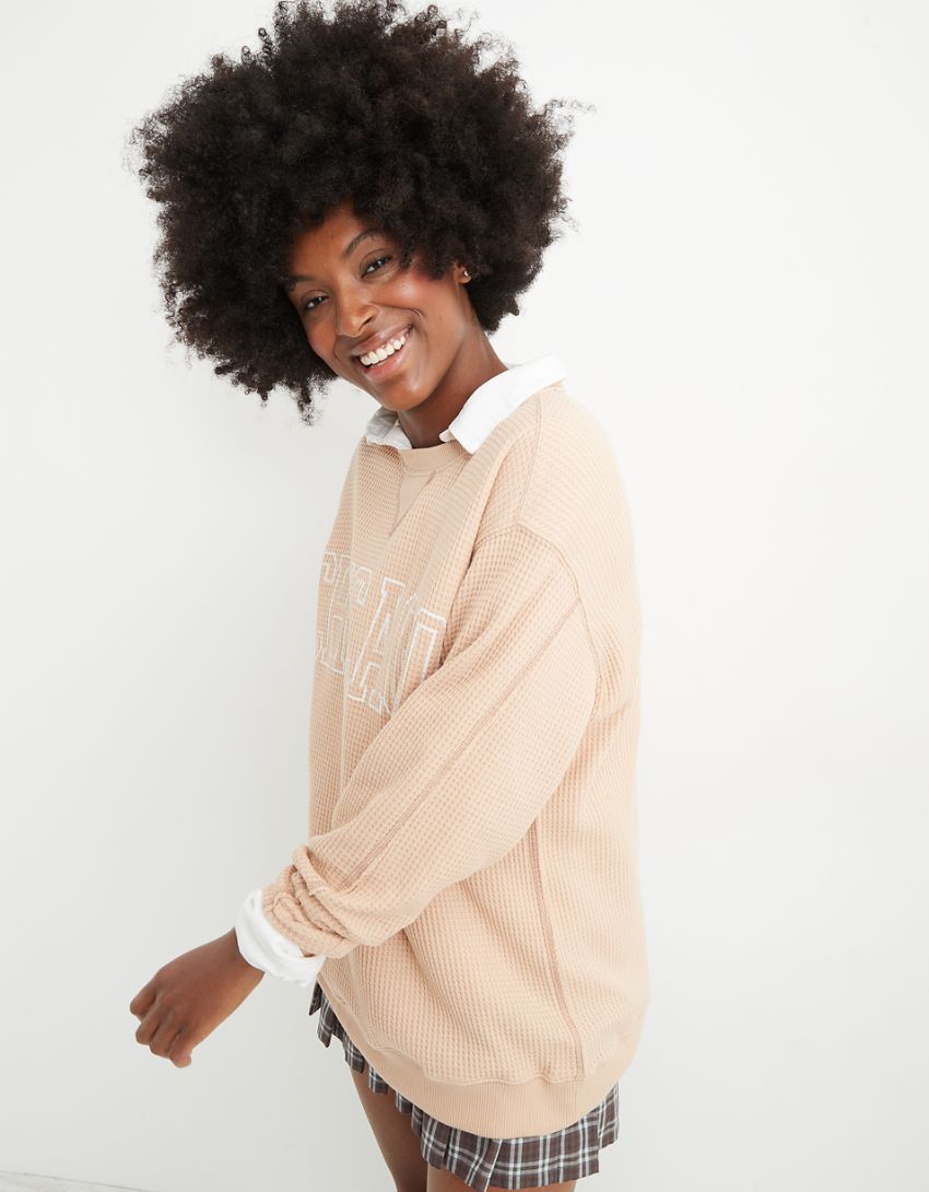 Aerie The Sweat Waffle Crew Neck Sweatshirt | American Eagle Outfitters (US & CA)