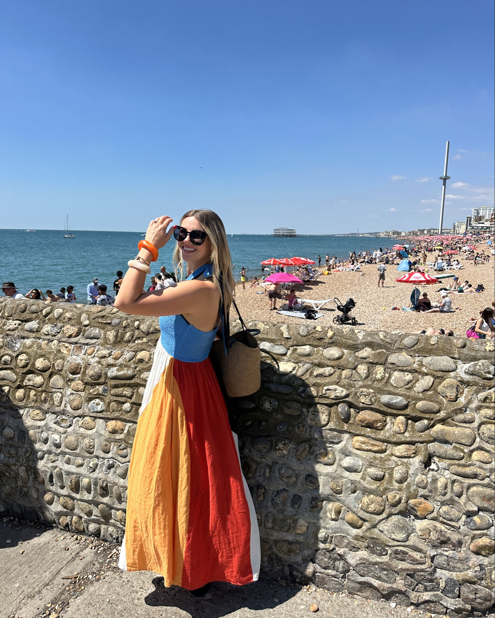 Beach day in Brighton! 
Wearing a small in the dress 