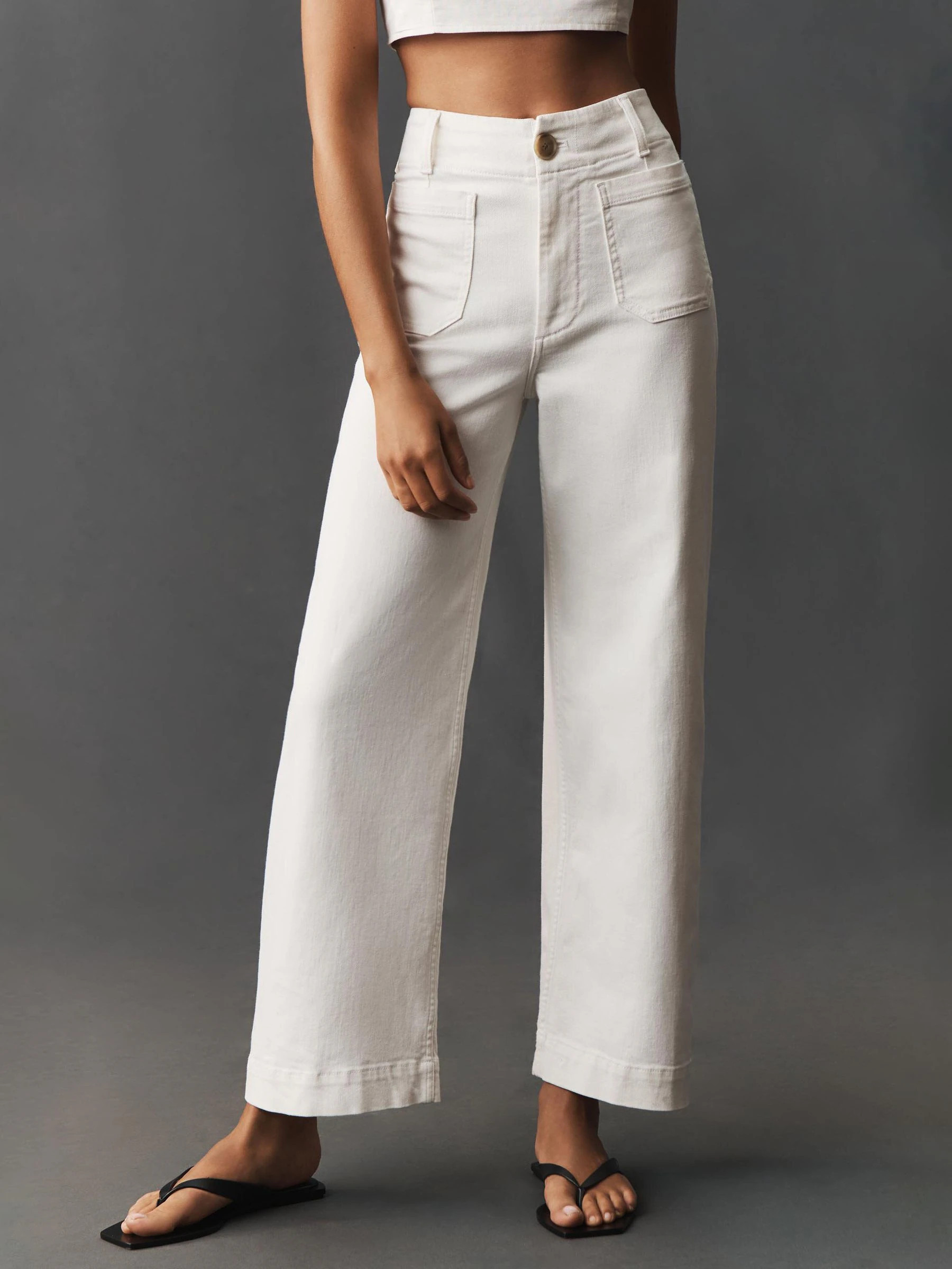 Anthropologie Anthropologie Maeve The Colette Full-Length Wide-Leg White Jeans | Next US