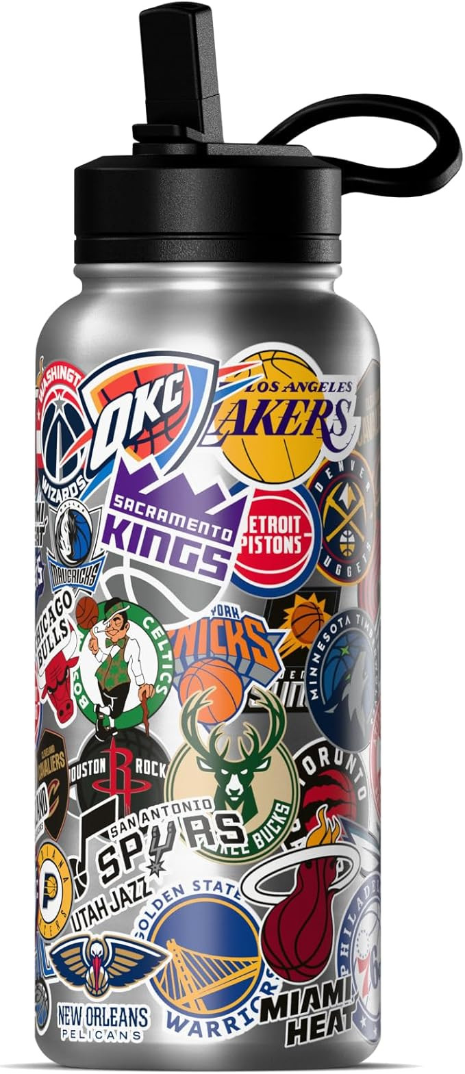 Hydrapeak x NBA Officially Licensed All Team Sticker Print 32 oz Insulated Water Bottle with Stra... | Amazon (US)