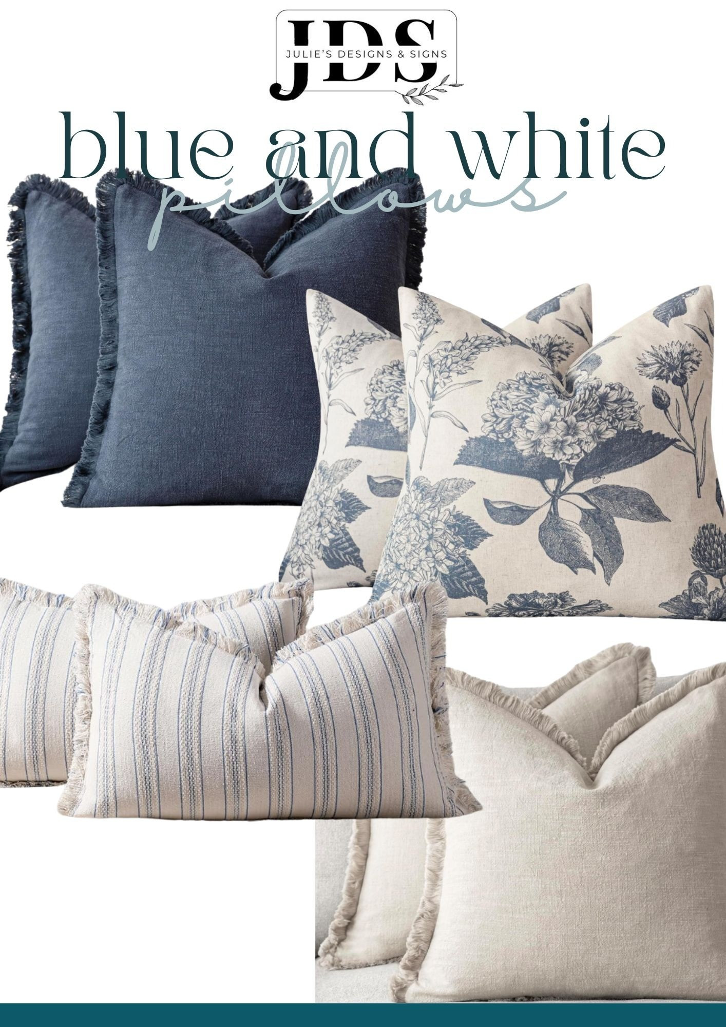 The perfect pilllow combination especially if you love blue and creamy white. Perfect for a living room, bedroom or entryway 

#LTKHome
