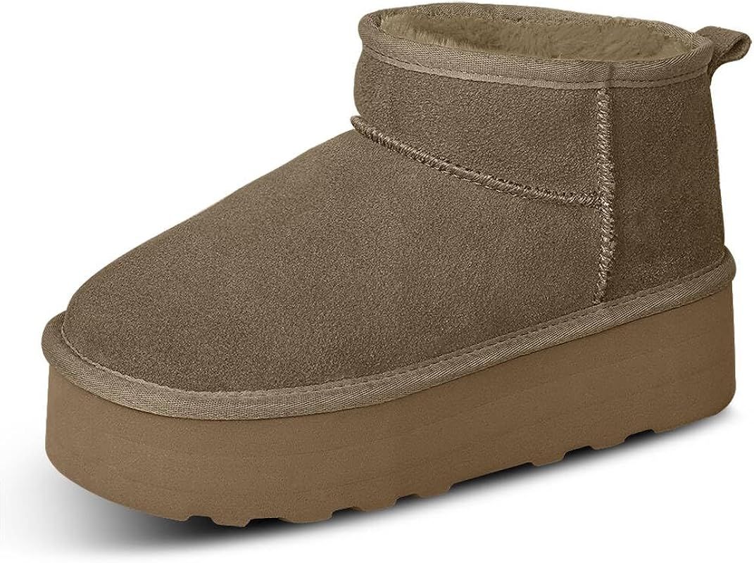 metricfalcon Platform Mini Boots for Women Fur Fleece Lined Boots Classic Ultra Mini Platform Boo... | Amazon (US)
