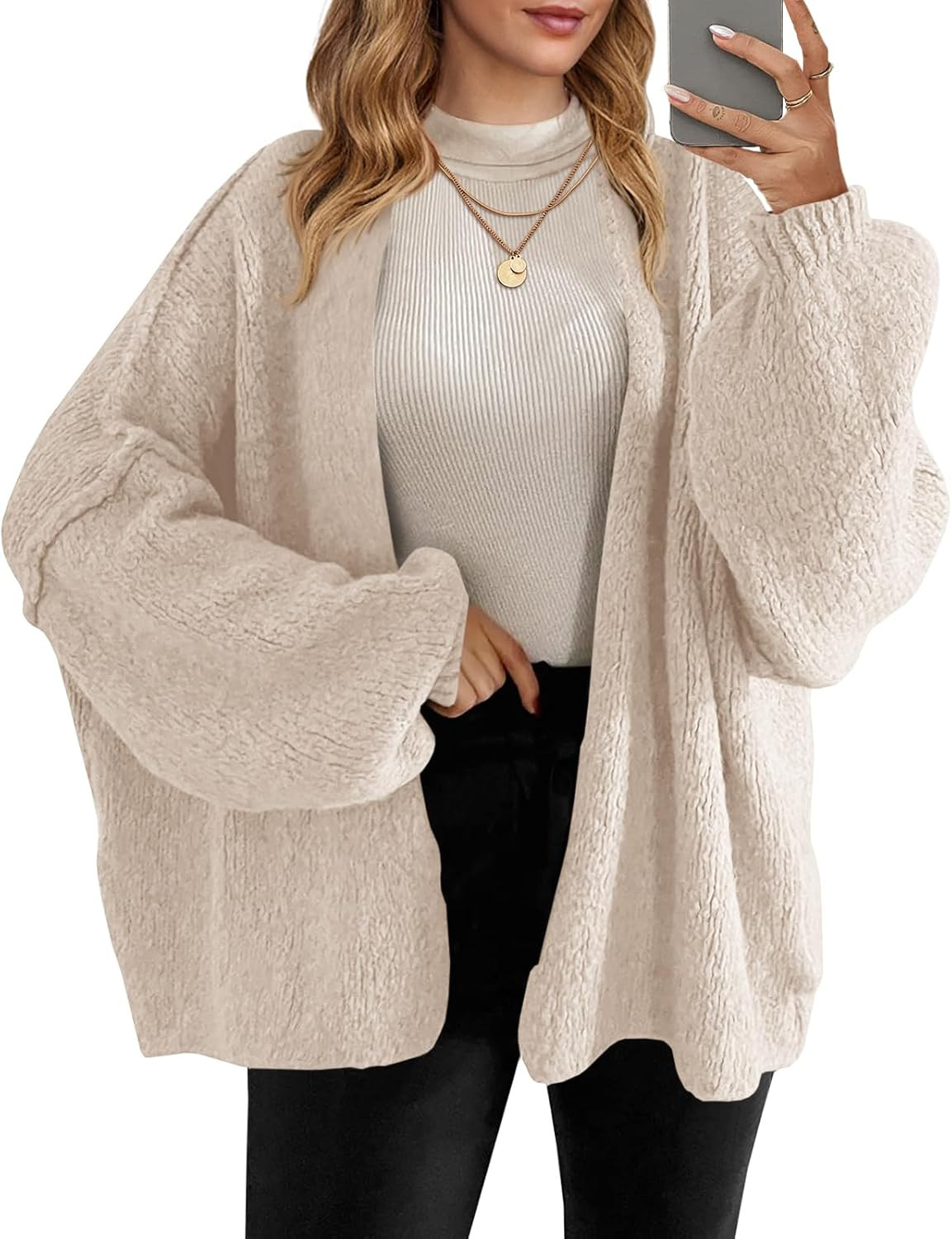 Saodimallsu Womens Oversized Open Front Cardigan Sweaters | Amazon (US)