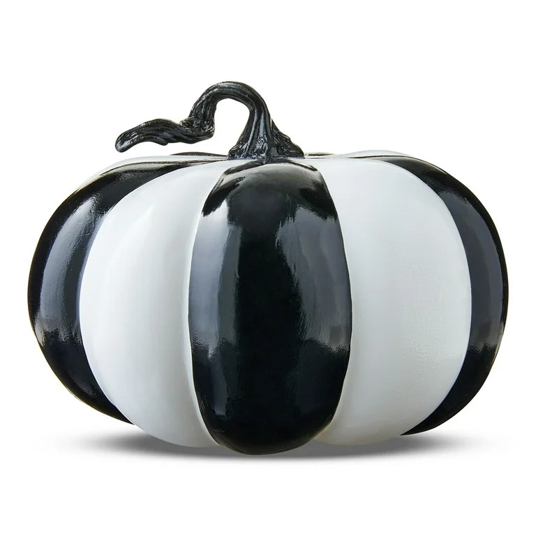 Small Pumpkin Tabletop Decor, Black & White, 7", Halloween by Way To Celebrate | Walmart (US)