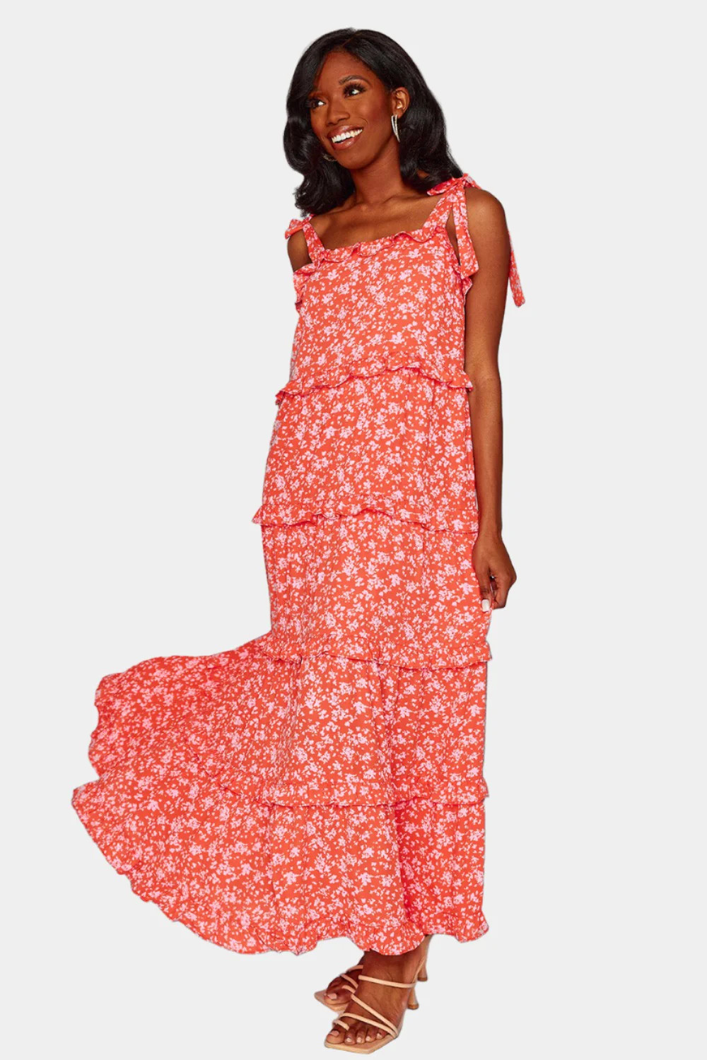BuddyLove | Libby Tie-Shoulder Maxi Dress | Mai Tai | BuddyLove