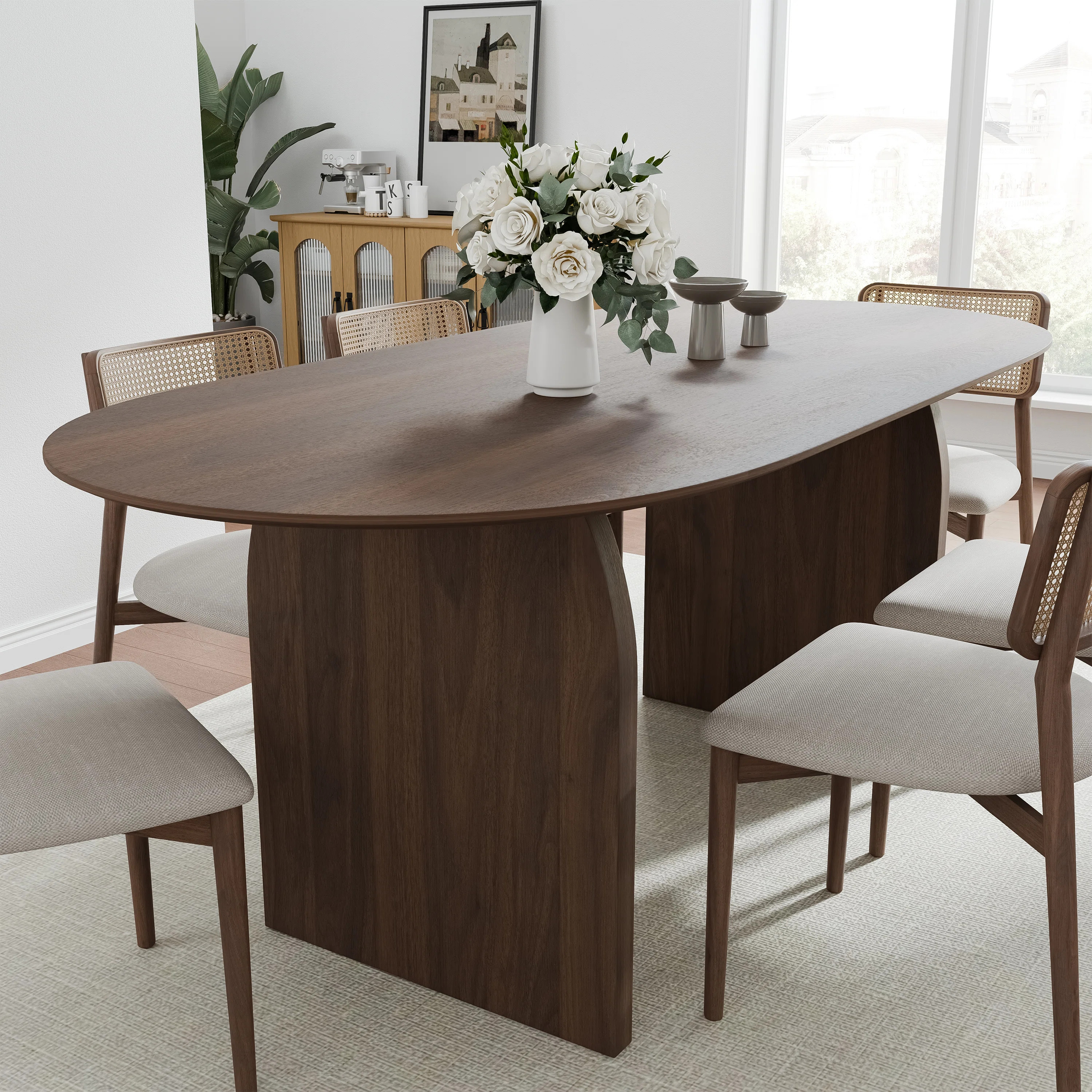 Oval Wood Dining Table Double Pedestal Kitchen Table | Wayfair North America