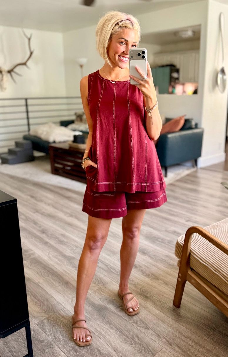 Feeling cozy in this comfy set! Perfect for relaxing at home. Set: Small // Sandals: TTS 

 #LTKootd #LTKSaleAlert