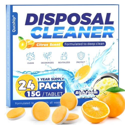 Garbage Disposal Cleaner and Deodorizer Tablets - 24 Pack, Powerful XXL Foaming Disposal Cleaner - Citrus Scented Foam, Natural Garburator & Sink Freshener, Septic Safe Kitchen Drain Cleaning Care | Amazon (US)