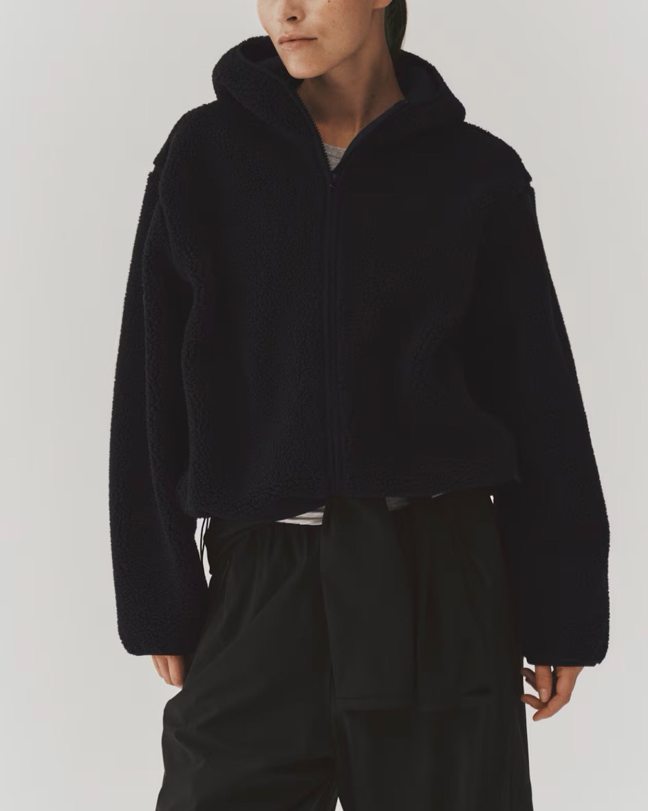 Black Teddy fleece hooded jacket