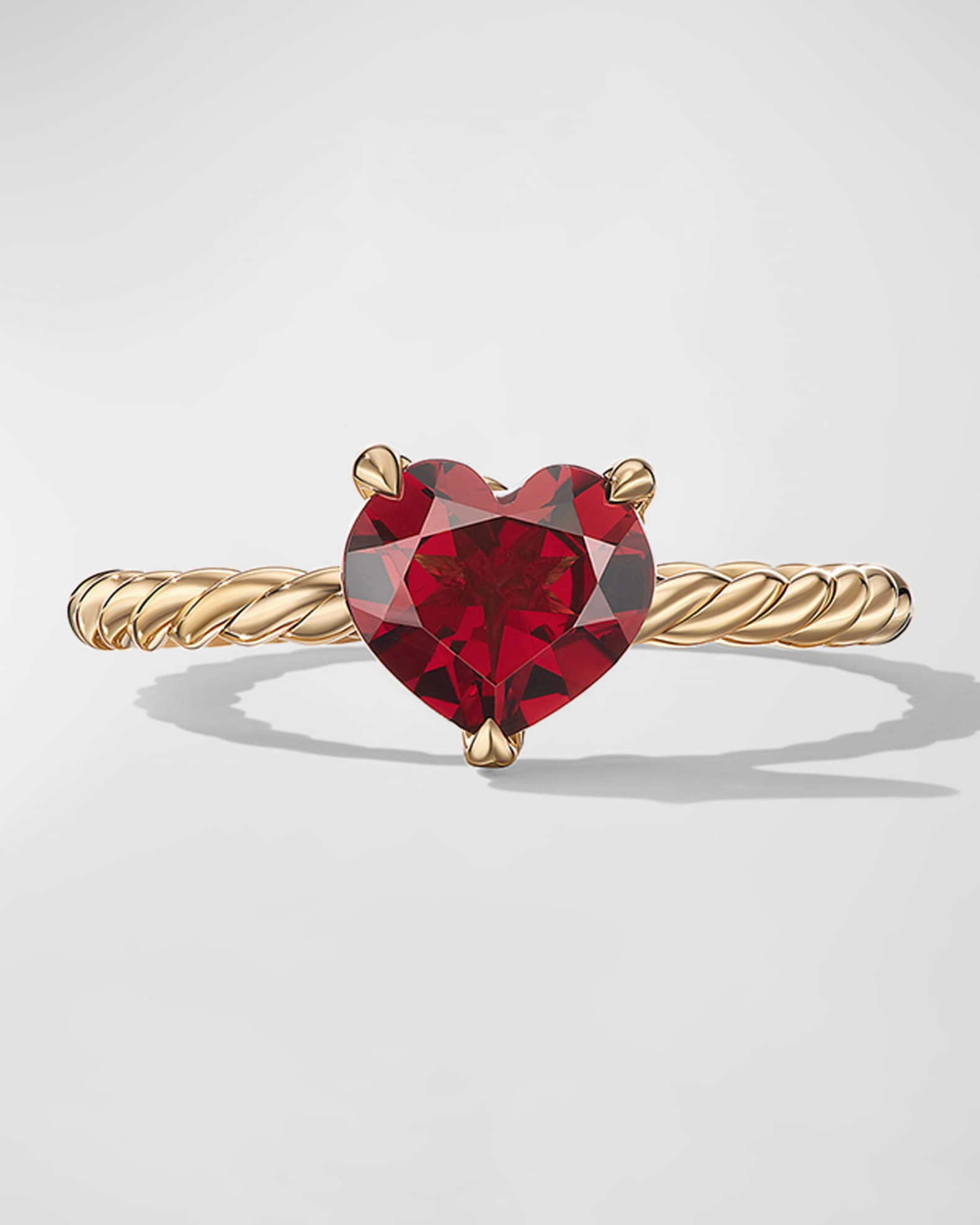 David Yurman Chatelaine Heart Ring with Garnet in 18K Gold, 7mm | Neiman Marcus