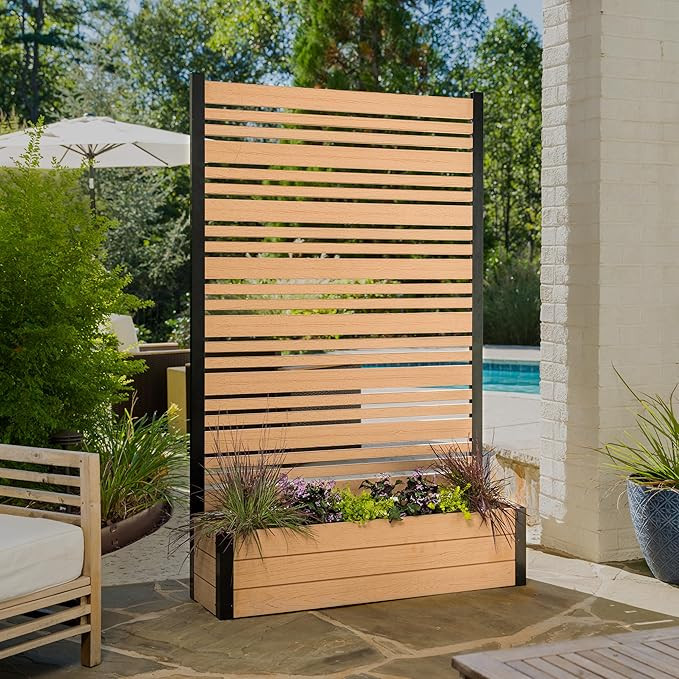 6ft H x 3.8ft W x 1ft L (1 Screen w/Planter) Freestanding Enclo Florence Cedar Color Patio Privac... | Amazon (US)