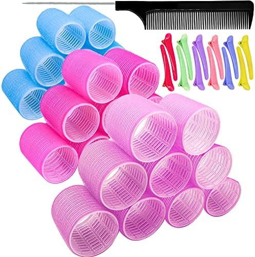 KHTD Large Hair Rollers Sets for Medium Long Hair,Self Grip Heatless DIY Curly Hairstyle Curlers Inc | Amazon (US)