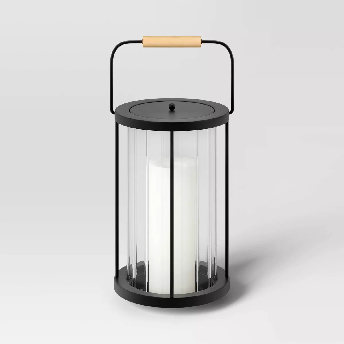 10.5" Black Metal and Glass Battery LED Outdoor Lantern Clear/Black - Threshold™ | Target