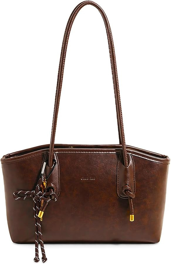 Shoulder Bag for Women Brown Purse Retro Fall Handbags with Zipper | Amazon (US)
