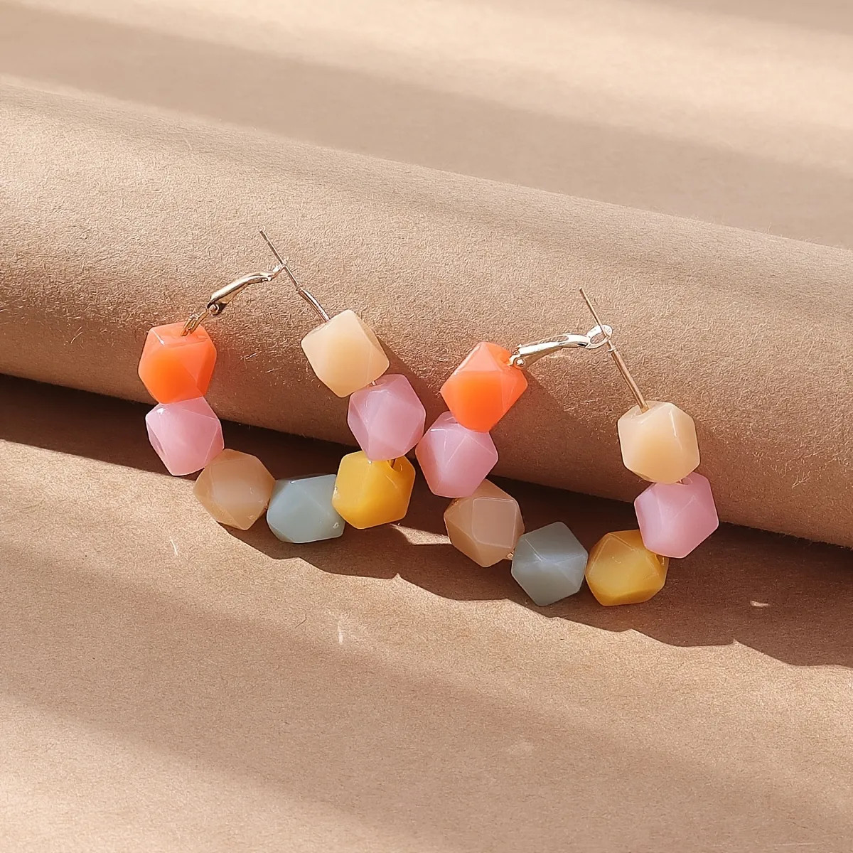 Colorful Resin Beaded Hoop Earrings For Women Fine Jewelry Decor Gift 1Pair | Temu Affiliate Program