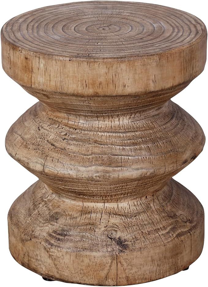 Accent Round Side End Table TerraFab (Not Wood) with Wooden Grain Finish for Outdoor Patio Garde... | Amazon (US)