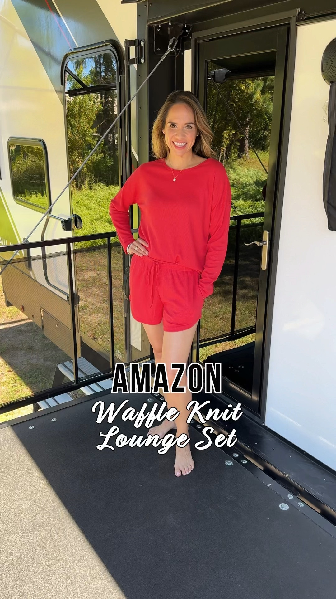 Not only is this waffle knit lounge set so darn cute, but it’s incredibly soft and cozy! 😍

I love the drop shoulder detail in the long sleeve top and the shorts have a functioning drawstring and pockets too. I’m wearing a size Medium. ❤️

#loungewear #pajamas

#LTKActive #LTKHoliday #LTKVideo