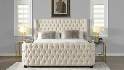 Jennifer Taylor Brooklyn King Tufted Panel Bed, Light Beige | Ashley Homestore