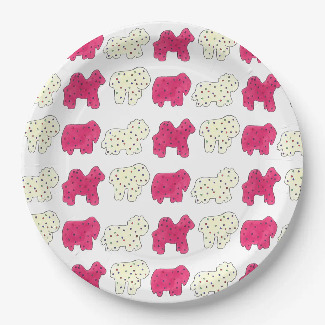Pink Animal Crackers Cookies Circus Birthday Party Paper Plates | Zazzle | Zazzle