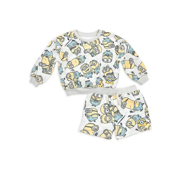 Minions Baby and Toddler Boy French Terry Sweatshirt and Shorts Outfit Set, 2-Piece, Sizes 12M-5T... | Walmart (US)