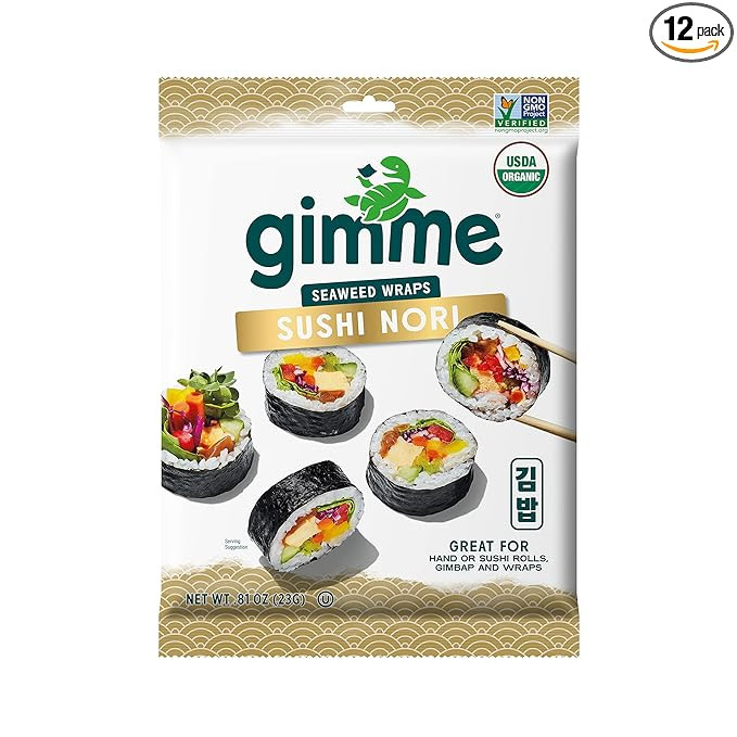 gimMe Organic Roasted Seaweed - Restaurant-style Sushi Nori Sheets - 0.81 Ounce | Amazon (US)