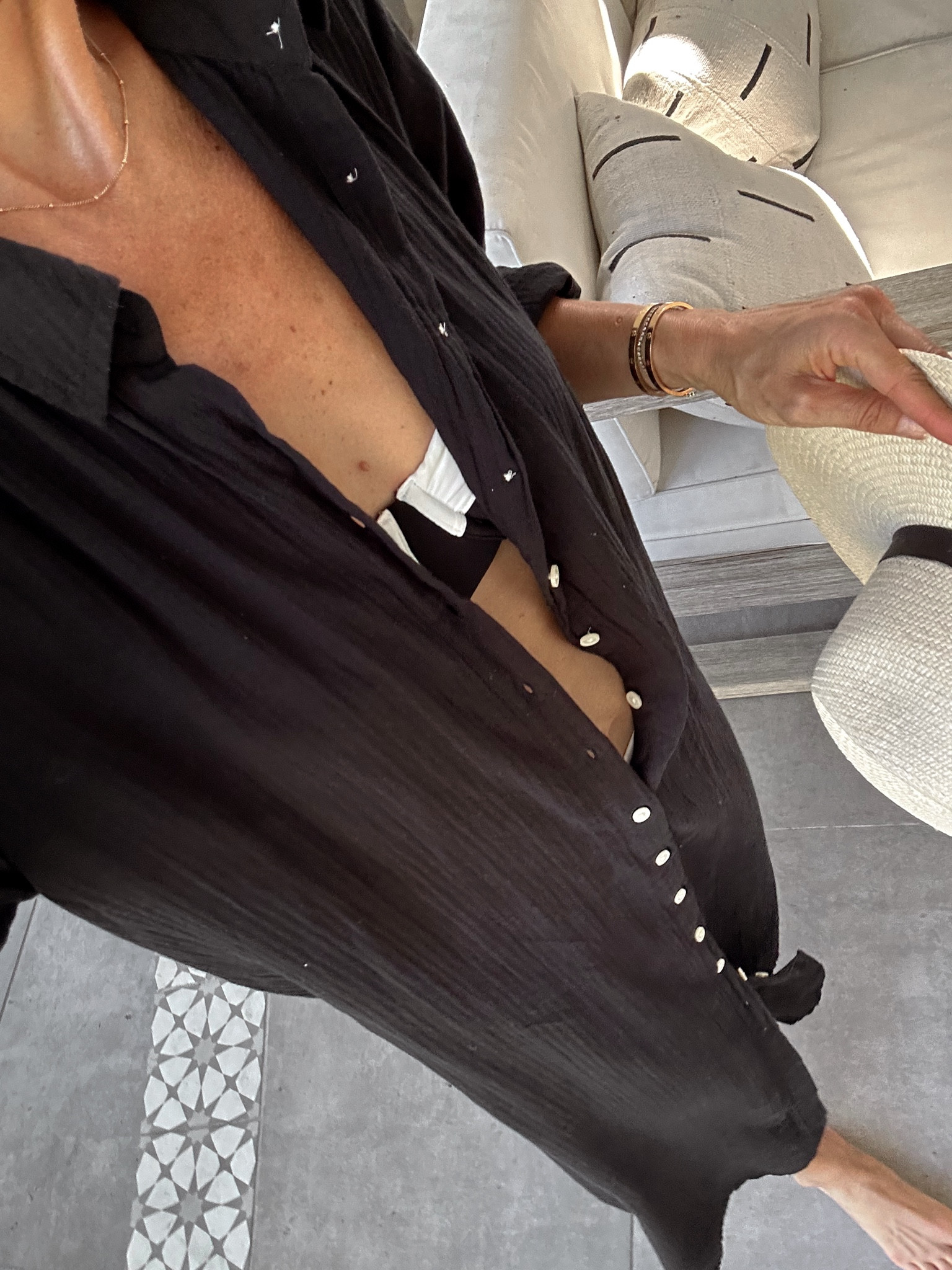 Today’s easy swim look 
Coverup is perfect to throw on and go and works as an everyday dress as well- runs tts 