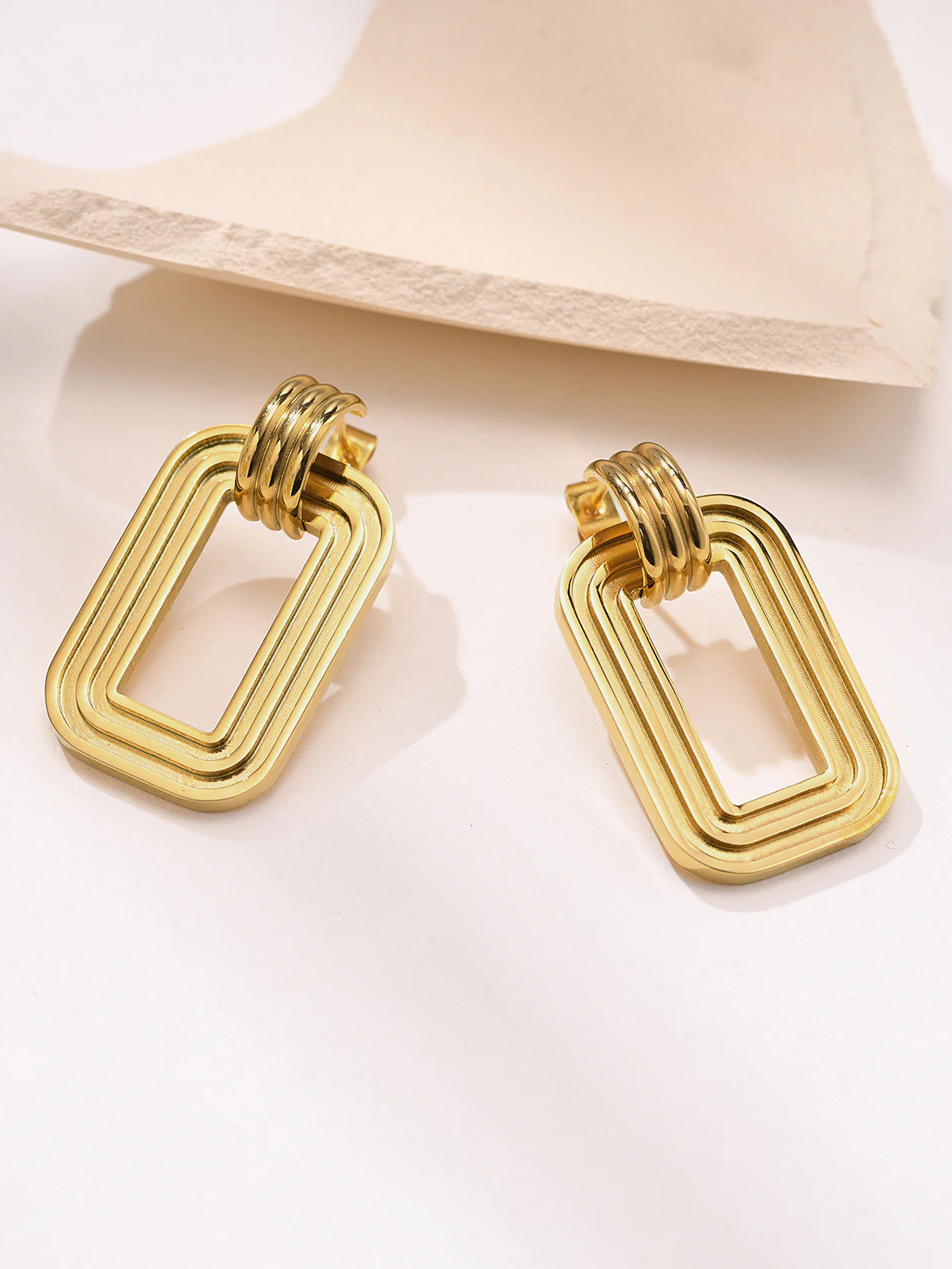 Layered Rectangular Hoop Earrings | Commense