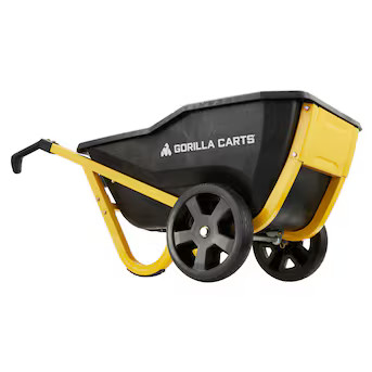 Gorilla Carts 7-cu ft Poly Yard Cart, Black, Solid Tire, Steel Handle, Multiple colors/finishes | Lowe's