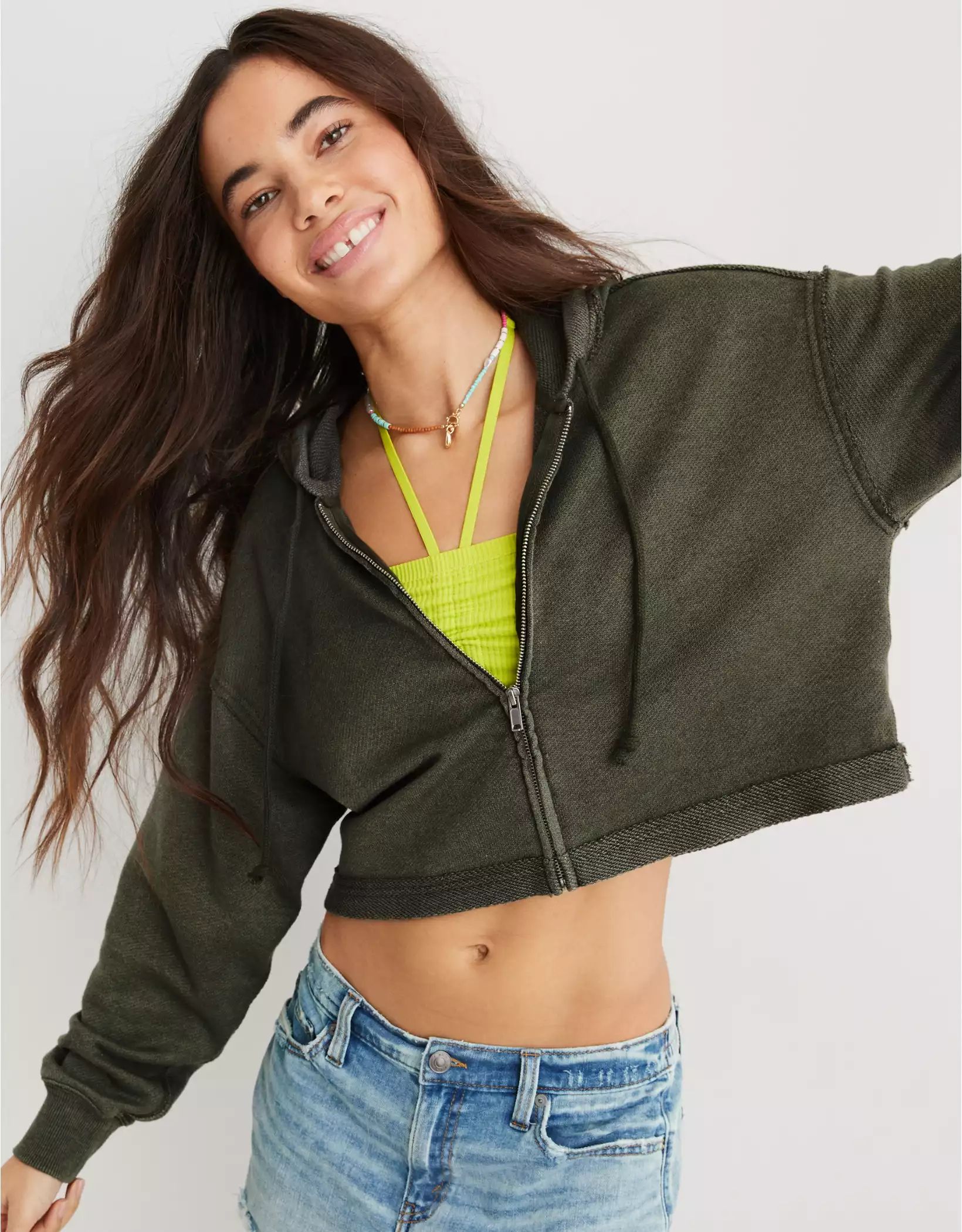 Aerie Beach Party Cropped Hoodie | American Eagle Outfitters (US & CA)