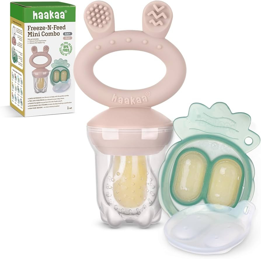 Haakaa Baby Fruit Food Feeder & Mini Freezer Nibble Tray Combo, Breastmilk Popsicle Molds for Bab... | Amazon (US)