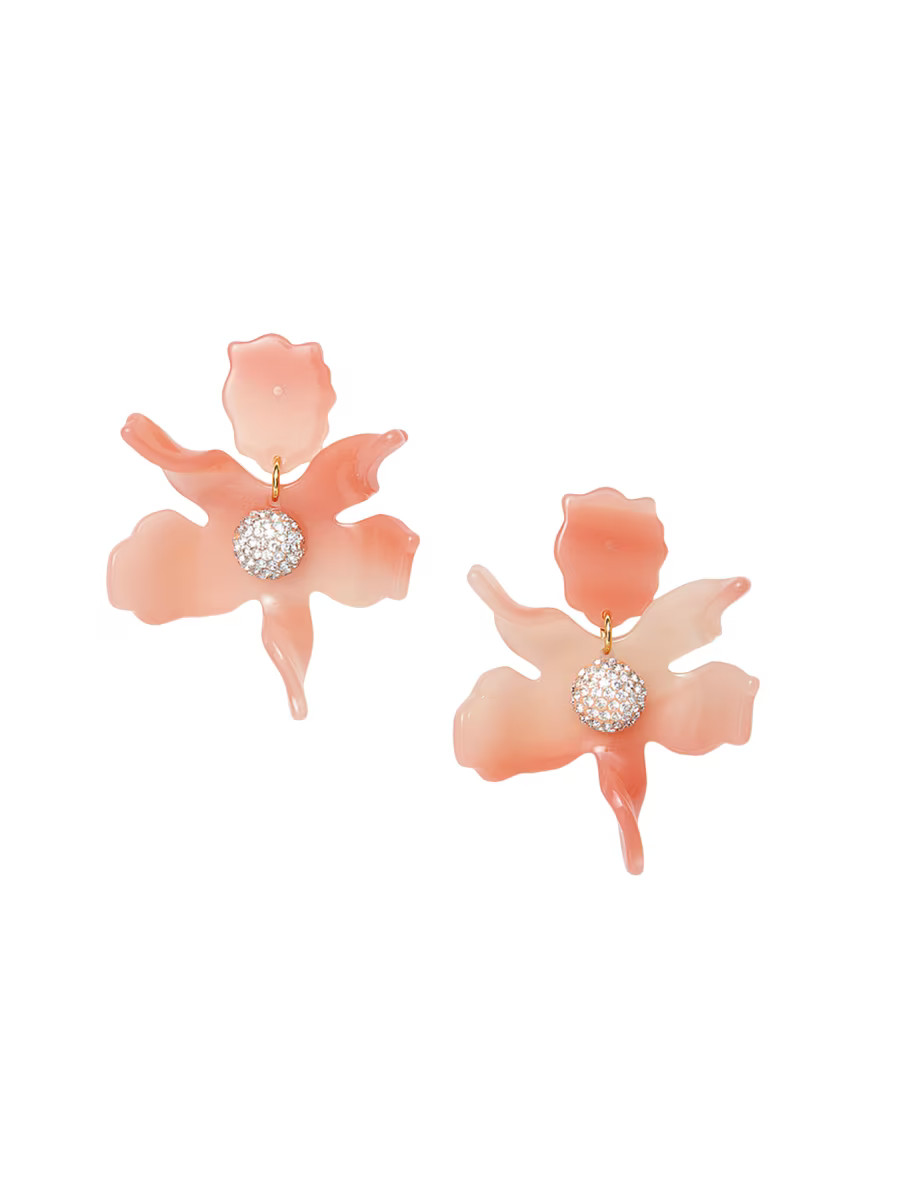 14K-Gold-Plated, Acetate, & Crystal Lily Drop Earrings | Saks Fifth Avenue