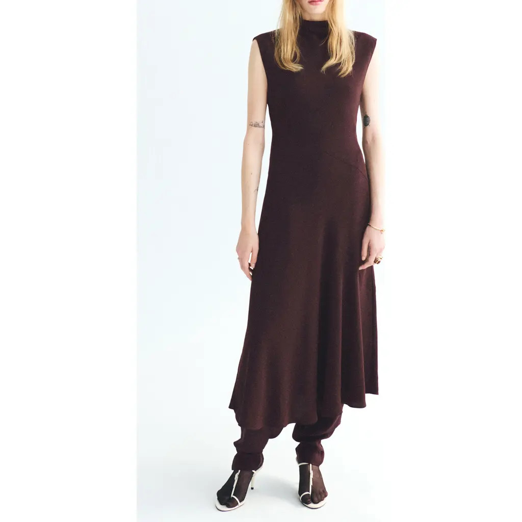 MANGO Coco Mock Neck Sleeveless Dress in Brown at Nordstrom Rack, Size 10 | Nordstrom Rack