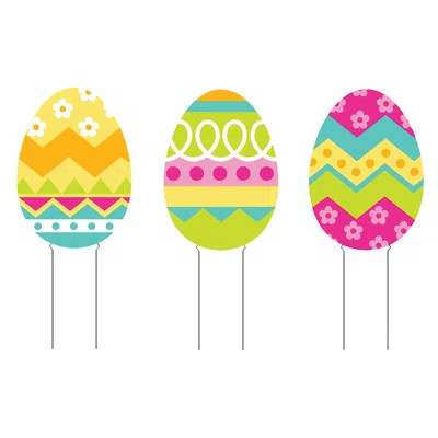 3D Egg-Shaped Yard Stakes - Party Decor - 3 Pieces | Wayfair North America