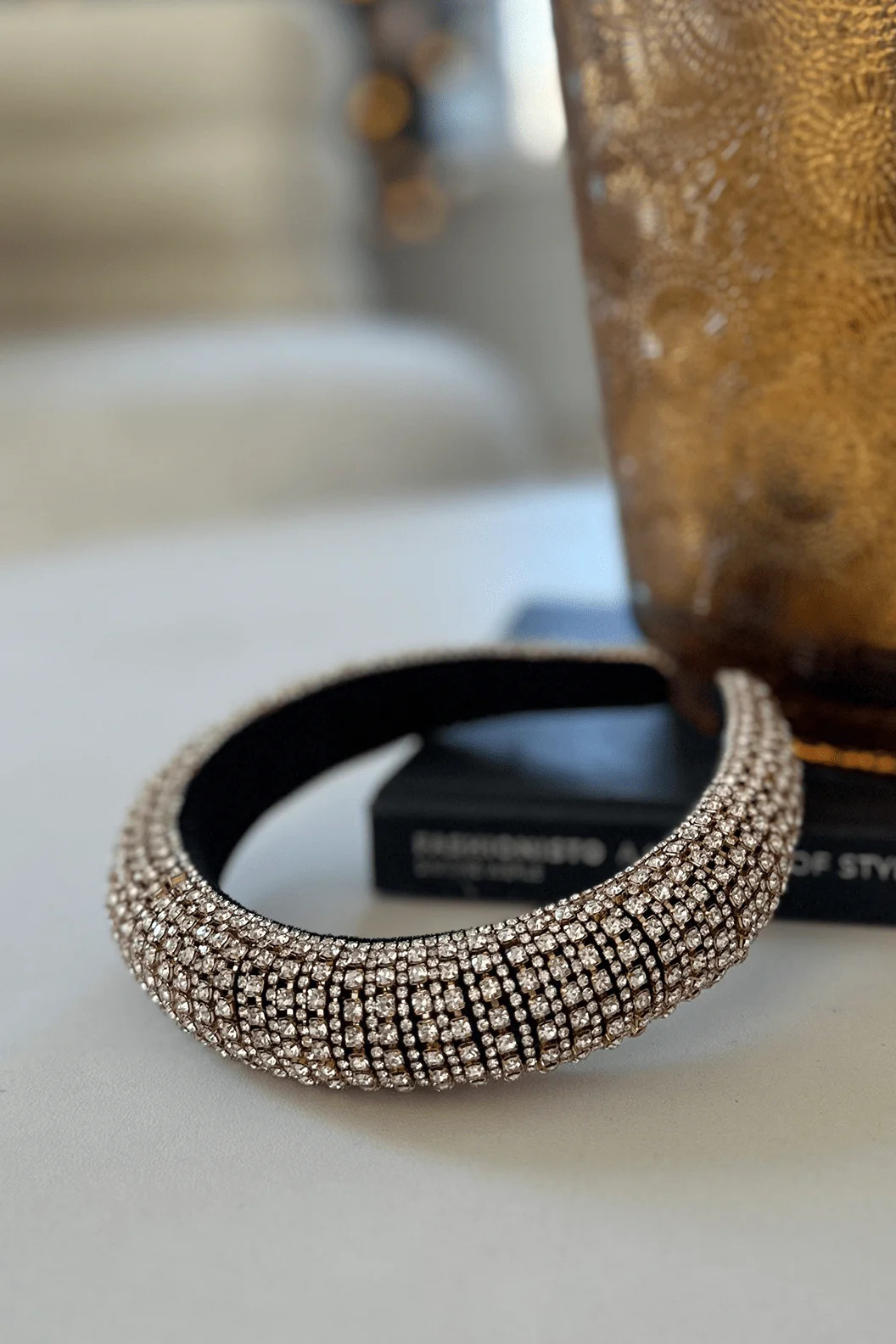 Statement Puffy Rhinestone Headband - Gold | Hazel and Olive