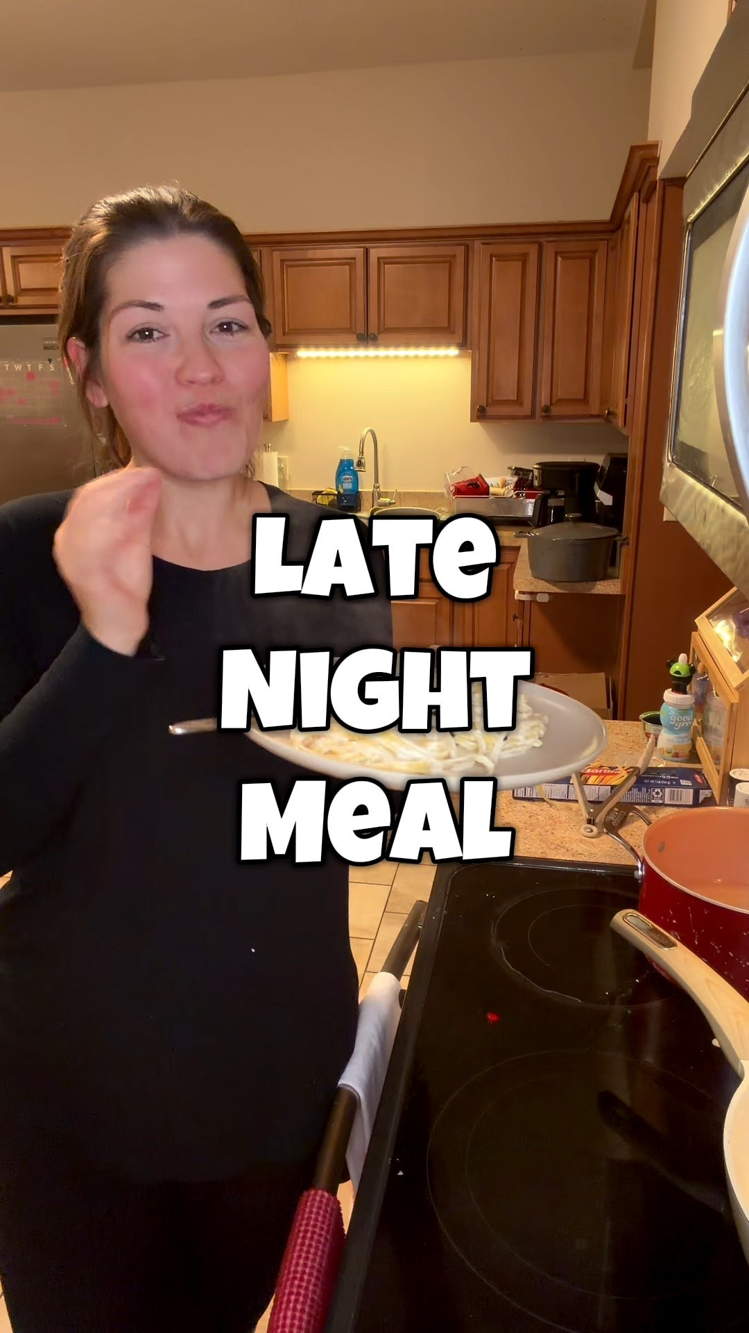 Sometimes I just need a late snack or whole meal! The day slipped away from me and I was hungry. Was this healthy….no. Was it delicious….absolutely!! So Stinkin’ good! #latenight #foodie #dinner #pasta #cooking 

#LTKdayinmylife #LTKfoodie #LTKmomlife
