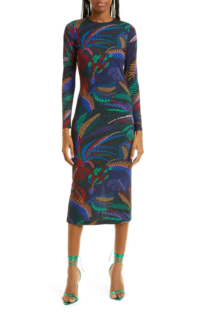 FARM Rio Amazonia Night Long Sleeve Midi Sheath Dress | Nordstrom | Nordstrom