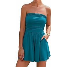 BTFBM Womens Romper Summer 2026 Strapless Tube Tops Beach Vacation Clothes Boho Loose Spring Shor... | Amazon (US)