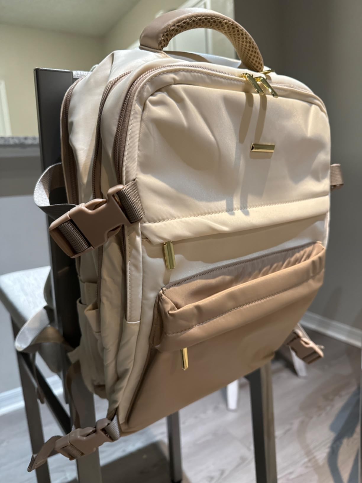 Large Travel Backpack for Women, 50L Carry On Backpack Flight Approved, Waterproof Personal Item Travel Bag fits 18 inch Laptop, TSA Suitcase Luggage Daypack Business Weekender Overnight Bags, Beige | Amazon (US)