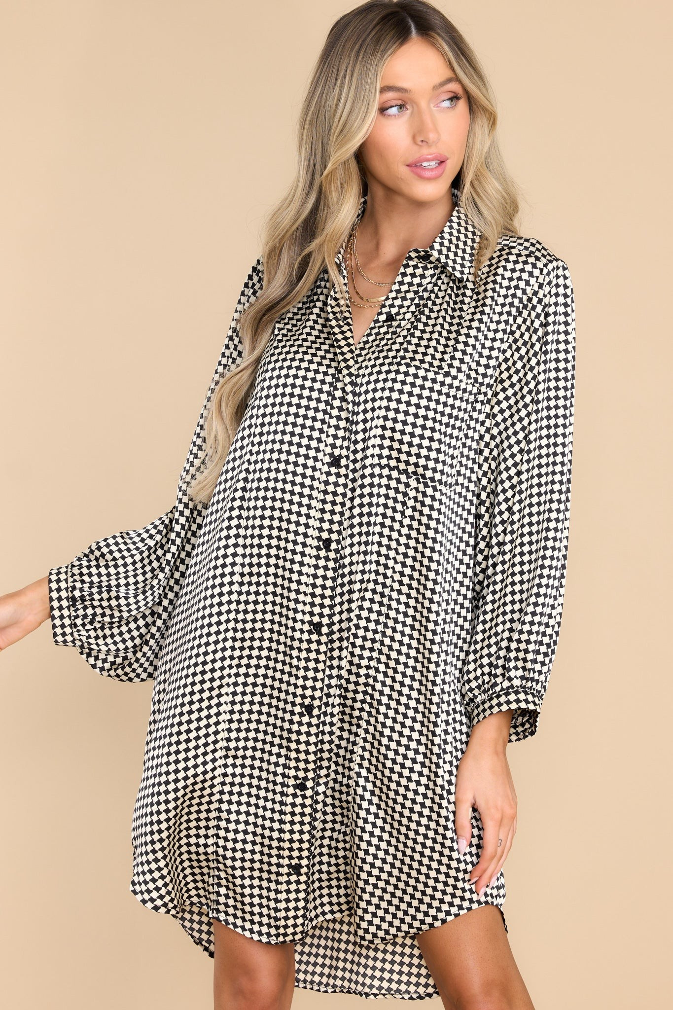 Seek The Truth Black And White Print Dress | Red Dress 