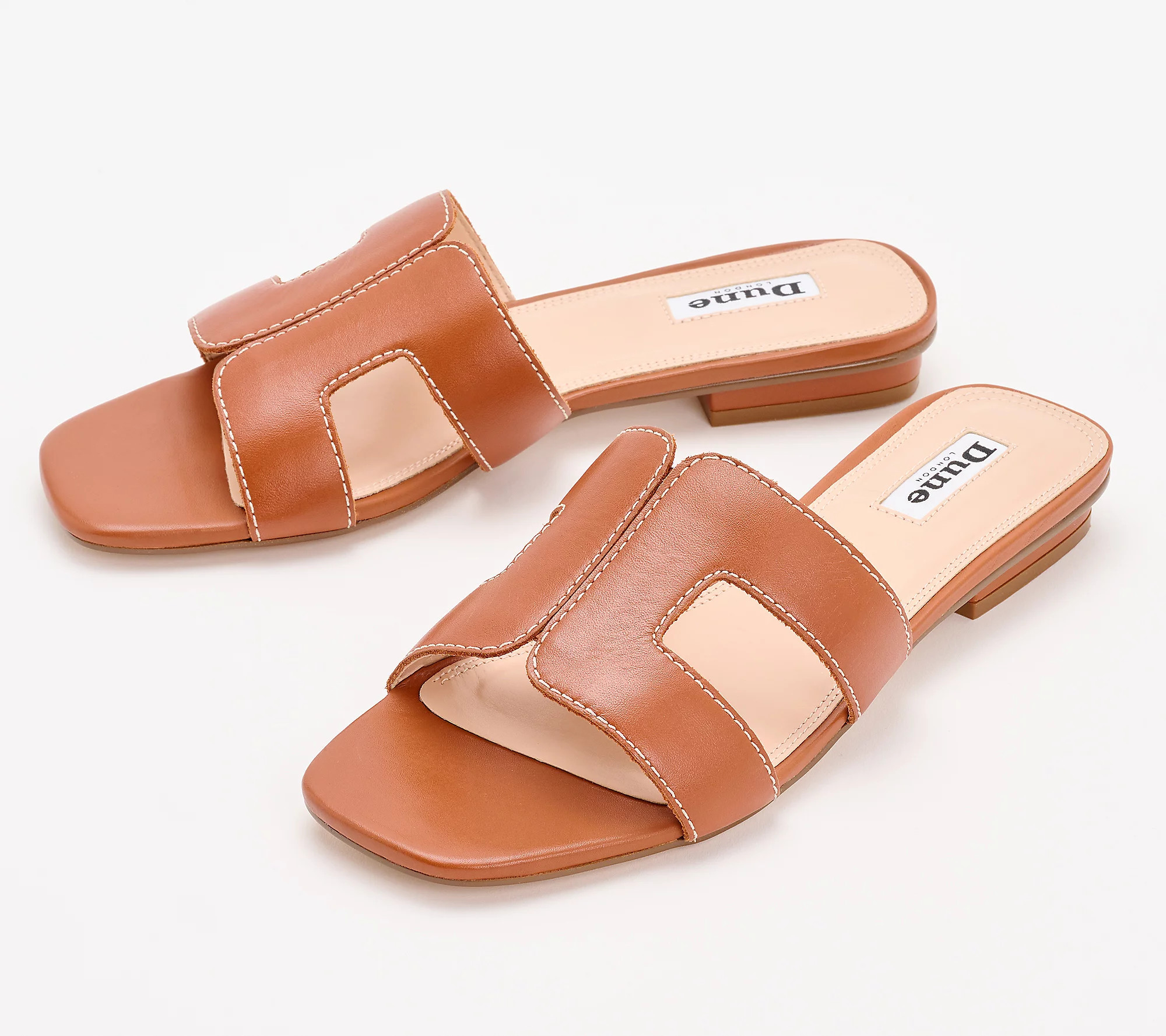 Dune London Leather Smart Slider Sandals -Loupe | QVC