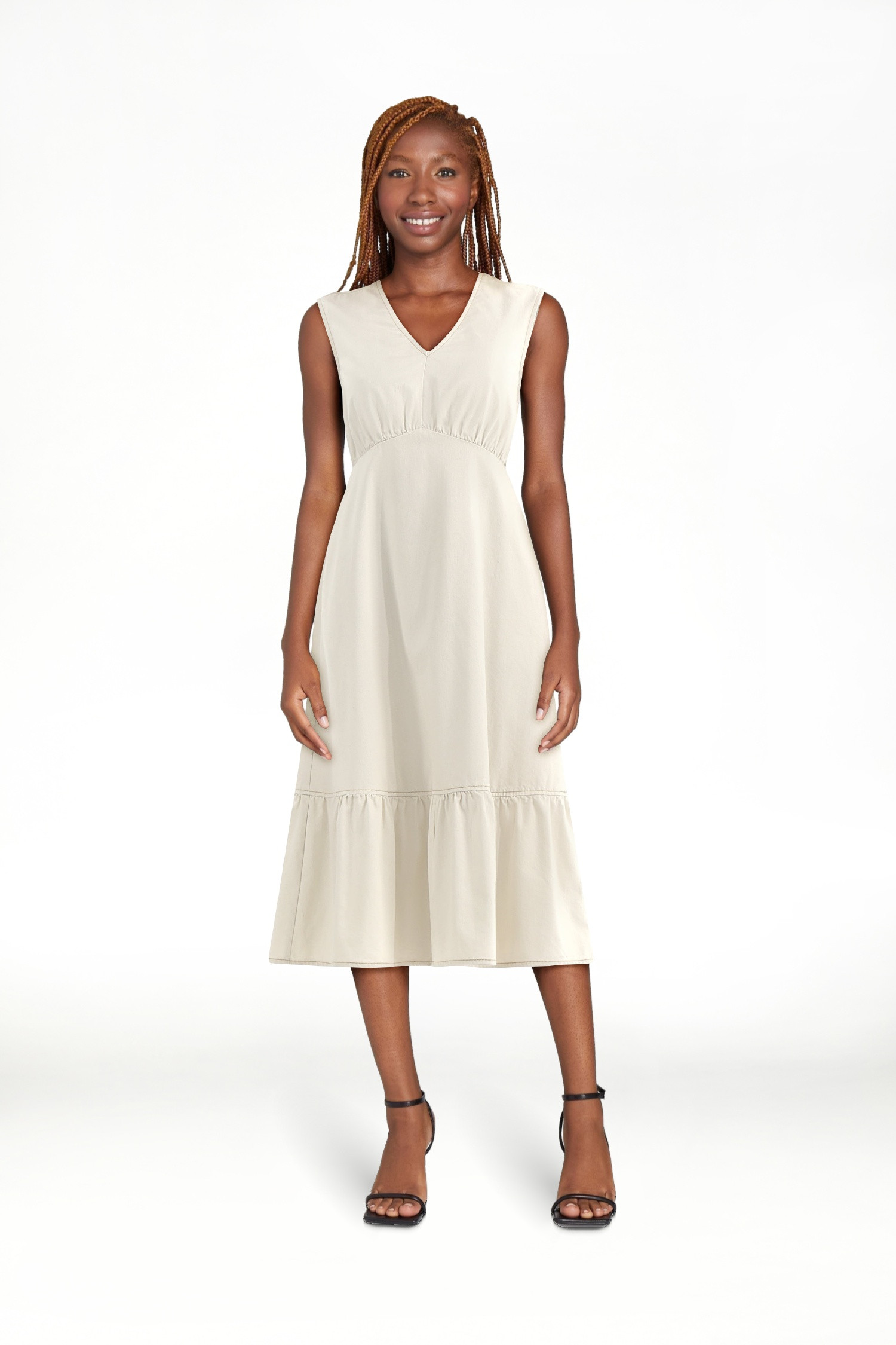 Time and Tru Women's Sleeveless Denim Dress with Ruffle Hem, XS-XXXL | Walmart (US)