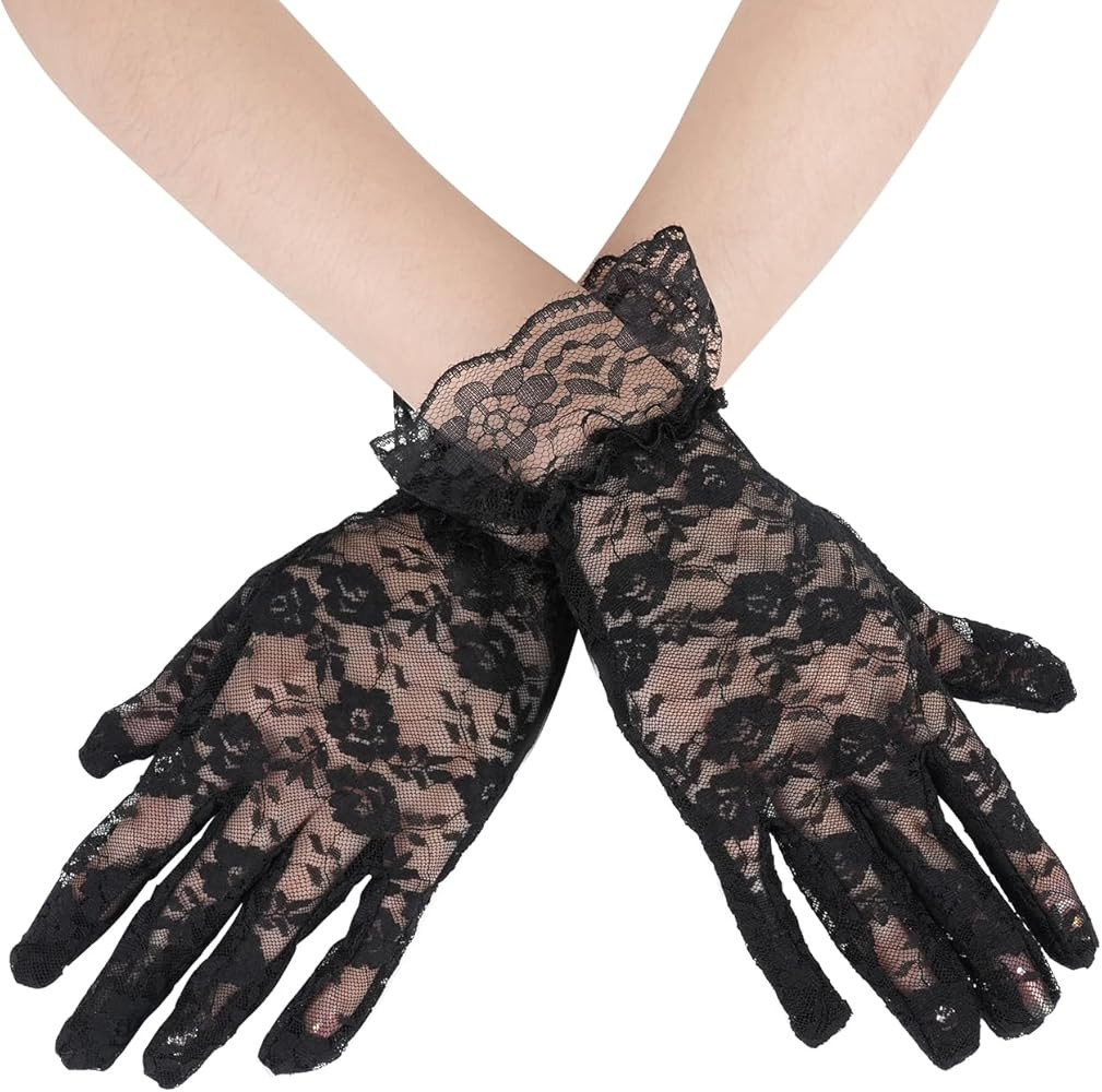 Women Lace Gloves, Tea Party Gloves, Bridal Wedding Sunblock Gloves, Opera Prom Halloween Cosplay... | Amazon (US)