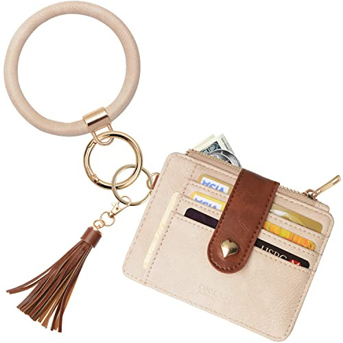 Silicone Bracelet Wristlet Wallet Credit Card Holder RFID,ID Window,Key Ring Tassel,Slim Wallet W... | Amazon (US)