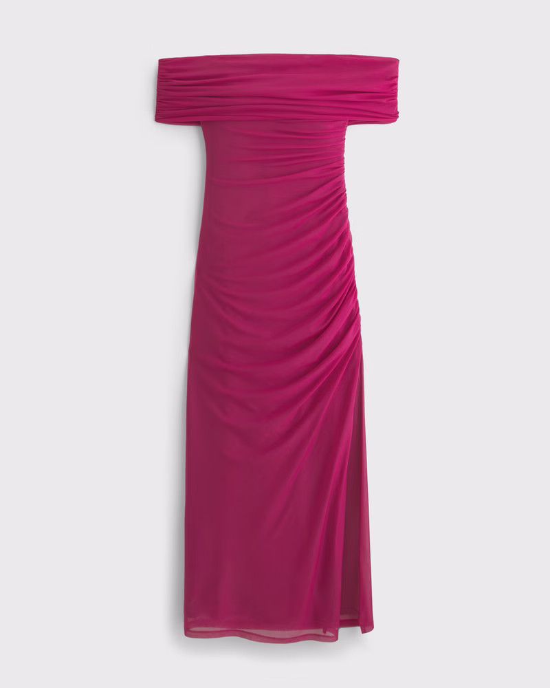 Mesh Draped Maxi Dress | Abercrombie & Fitch (US)