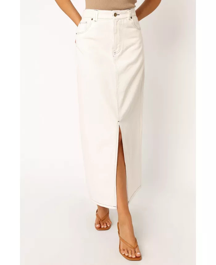 Women's Rana Denim Midi Skirt - White | Macy's