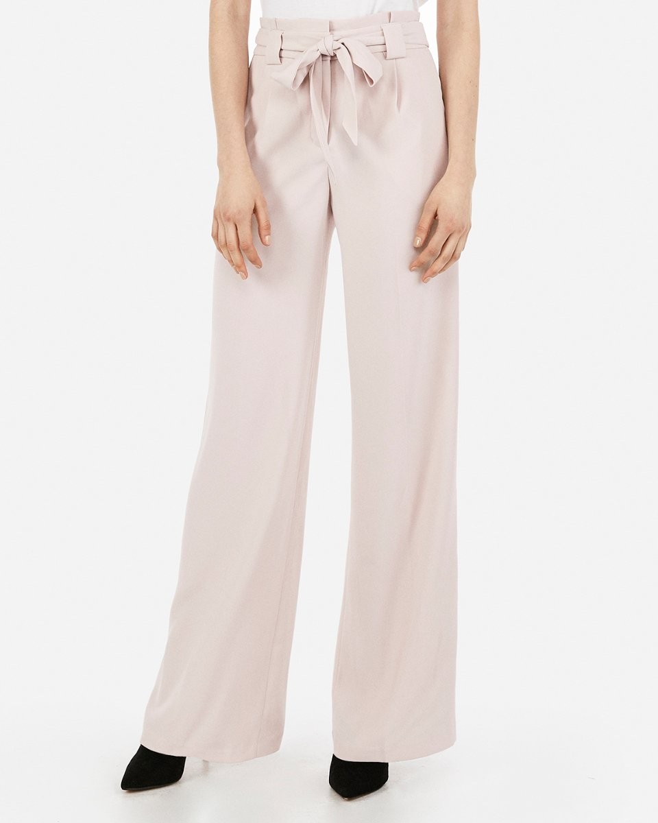 High Waisted Sash Waist Wide Leg Pant | Express