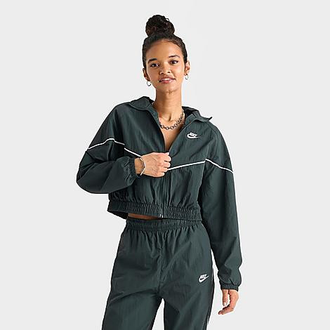 Nike Women's Sportswear Windrunner Crop Woven Jacket in Seaweed/Sail/Sail Size: Medium | Finish Line (US)