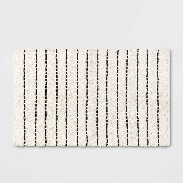 Striped Bath Rug White/Black - Opalhouse™ | Target