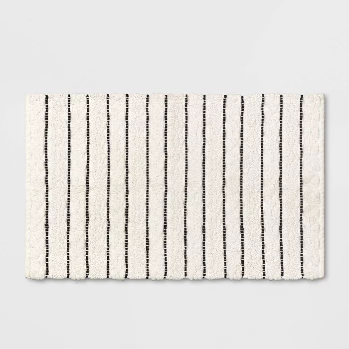 Striped Bath Rug White/Black - Opalhouse&#8482; | Target