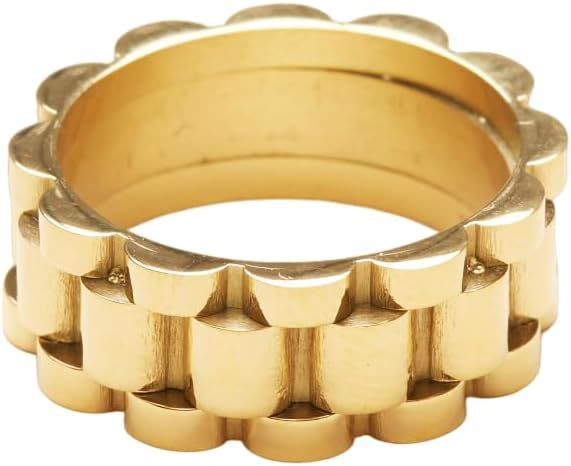 Shapes Studio 18K Gold Plated Belt Chain Ring, Gold Rings for Women, Stacking Rings, Gold Band Mi... | Amazon (US)